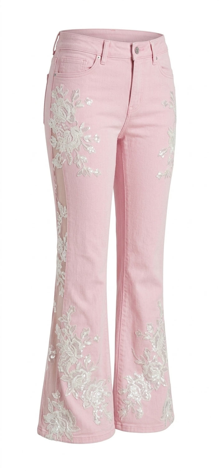 Pink Rose Flared Jeans