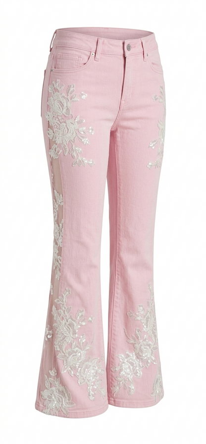 Pink Rose Flared Jeans